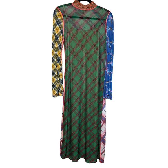 Anthropologie CeliaB Midi Slip Dress Green Ixora Mesh Preppy Retro XS $130 - Picture 2 of 12